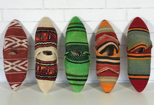 Upcycled Moroccan Kilim Slippers SMALL