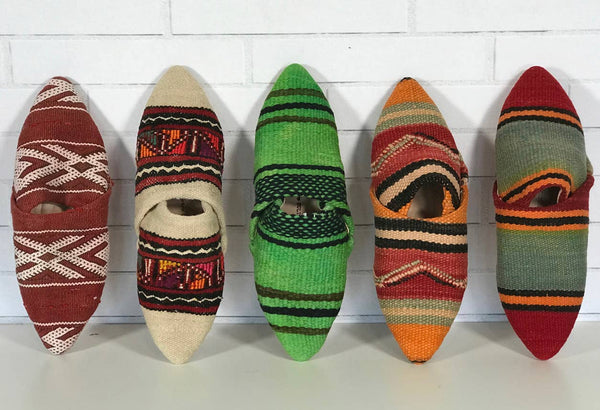 Upcycled Moroccan Kilim Slippers LARGE
