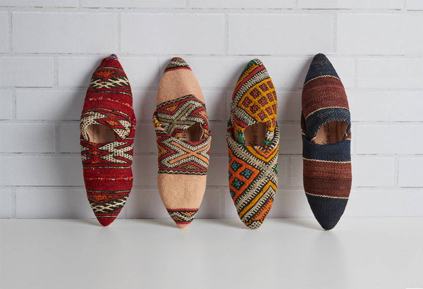 Upcycled Moroccan Kilim Slippers SMALL