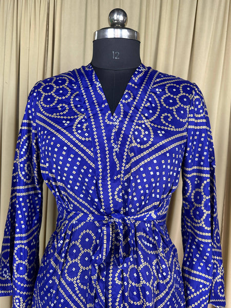 Recycle Silk Kimono Flowy Gown House Robe Boho Beach Coverup