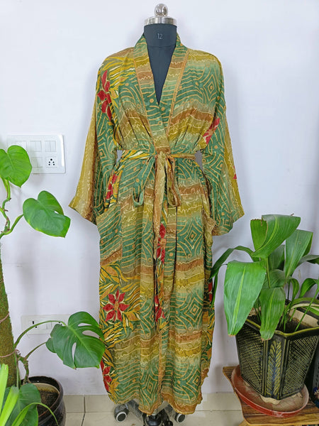 Long Upcycled Robe ~ Green Love