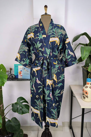 Cotton Robe ~ Navy Jungle